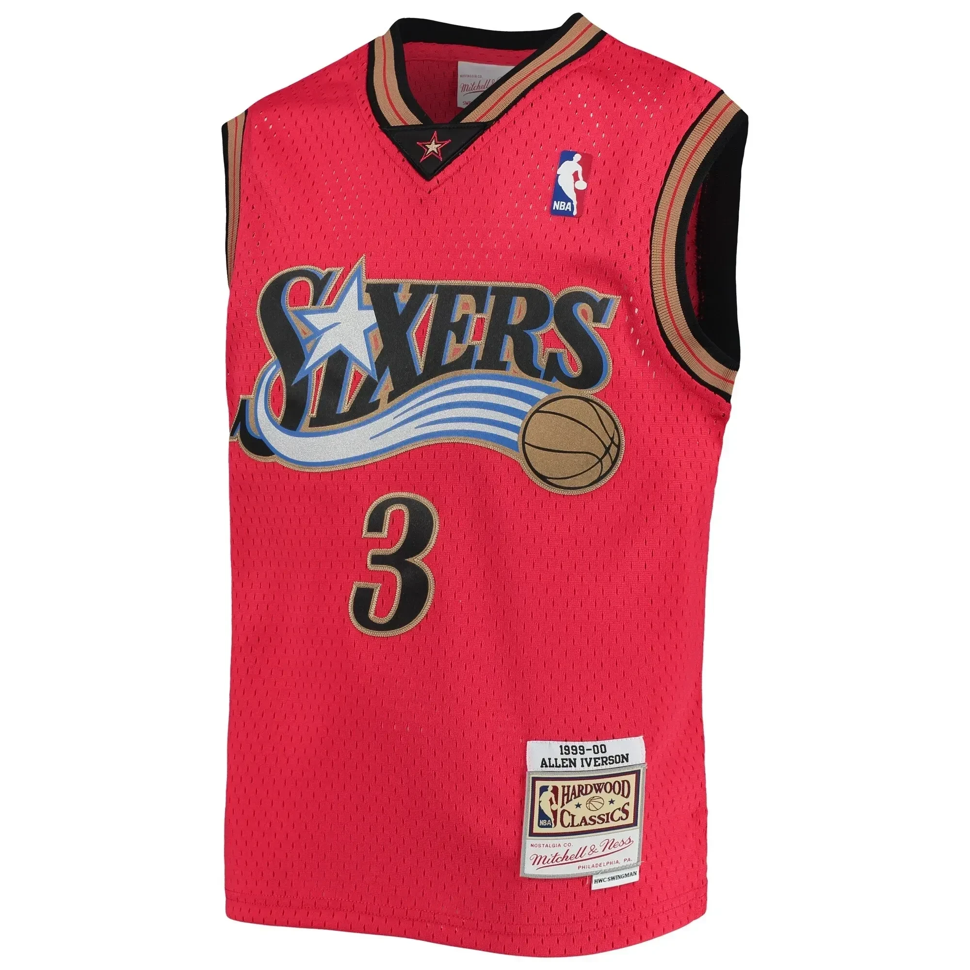 Allen Iverson Philadelphia 76ers Mitchell&Nes 1999-00 Hardwood Classics Reload ??Red NBA Jersey Youth