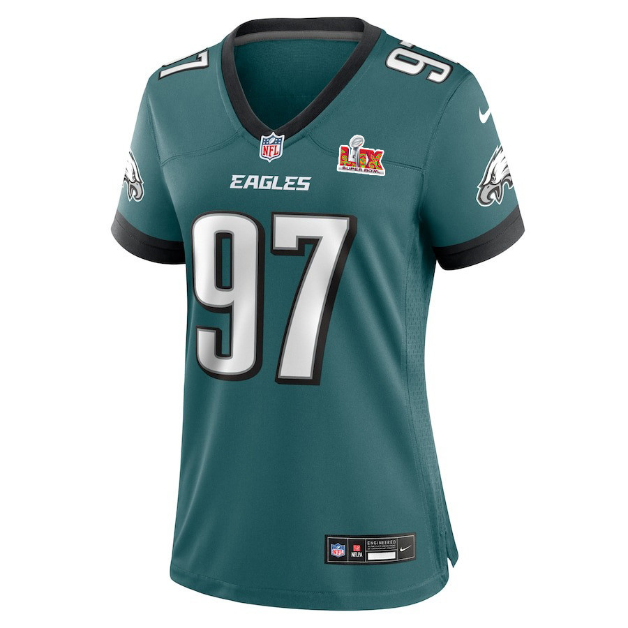 Moro Ojomo #97 Philadelphia Eagles Super Bowl LIX Midnight Green NFL Jersey Women's