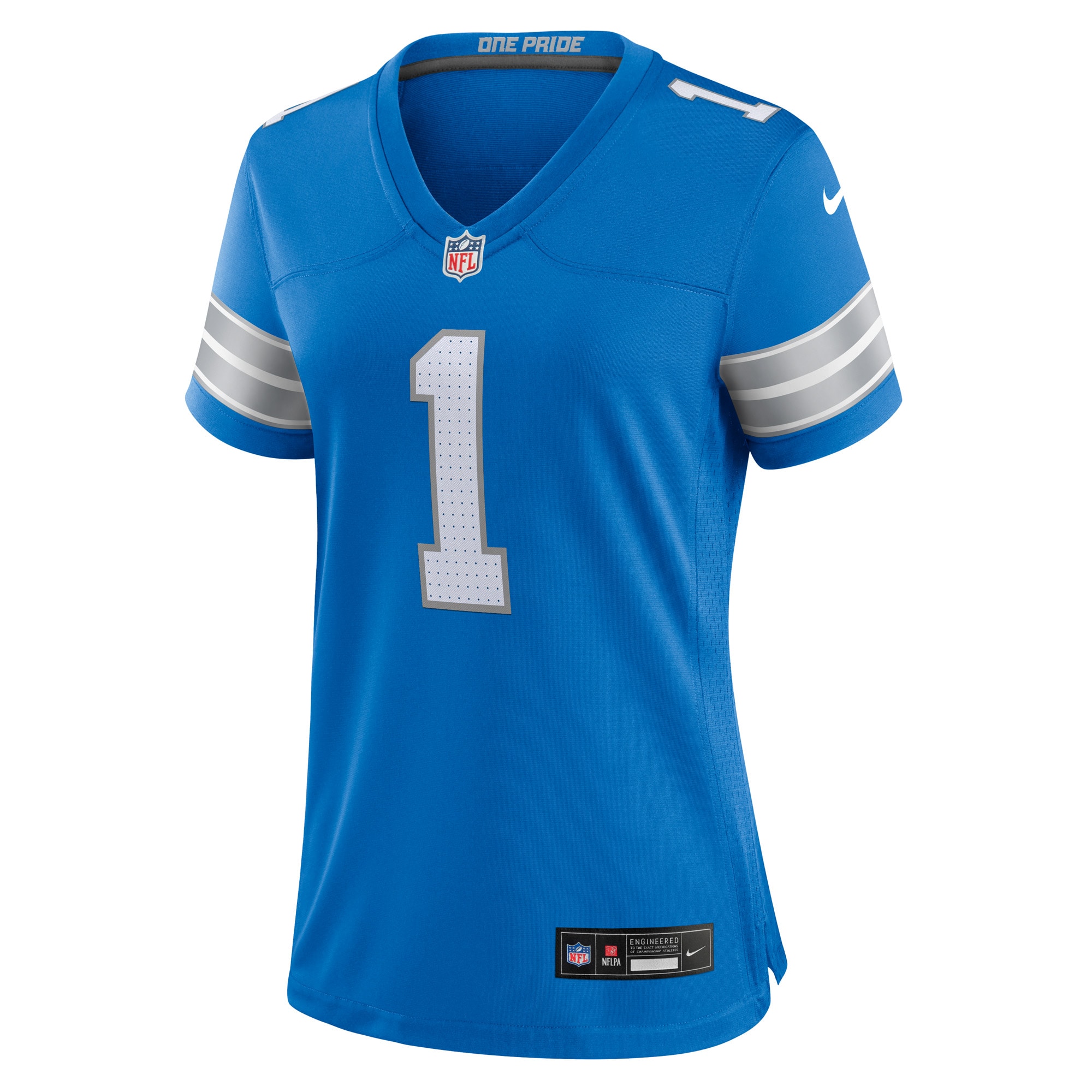 Detroit Lions Number 1 Bride Blue Game NFL Jersey Women's