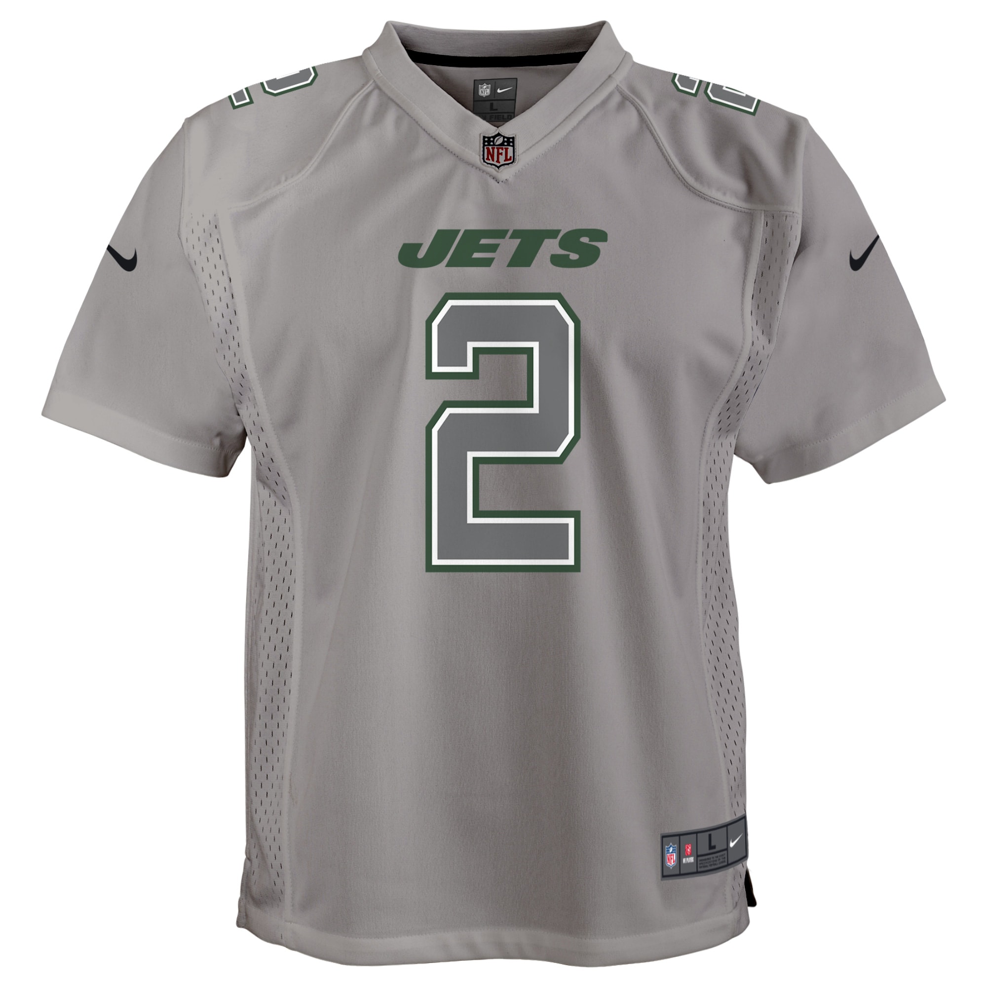New York Jets Zach Wilson Gray Atmosphere Game NFL Jersey Youth