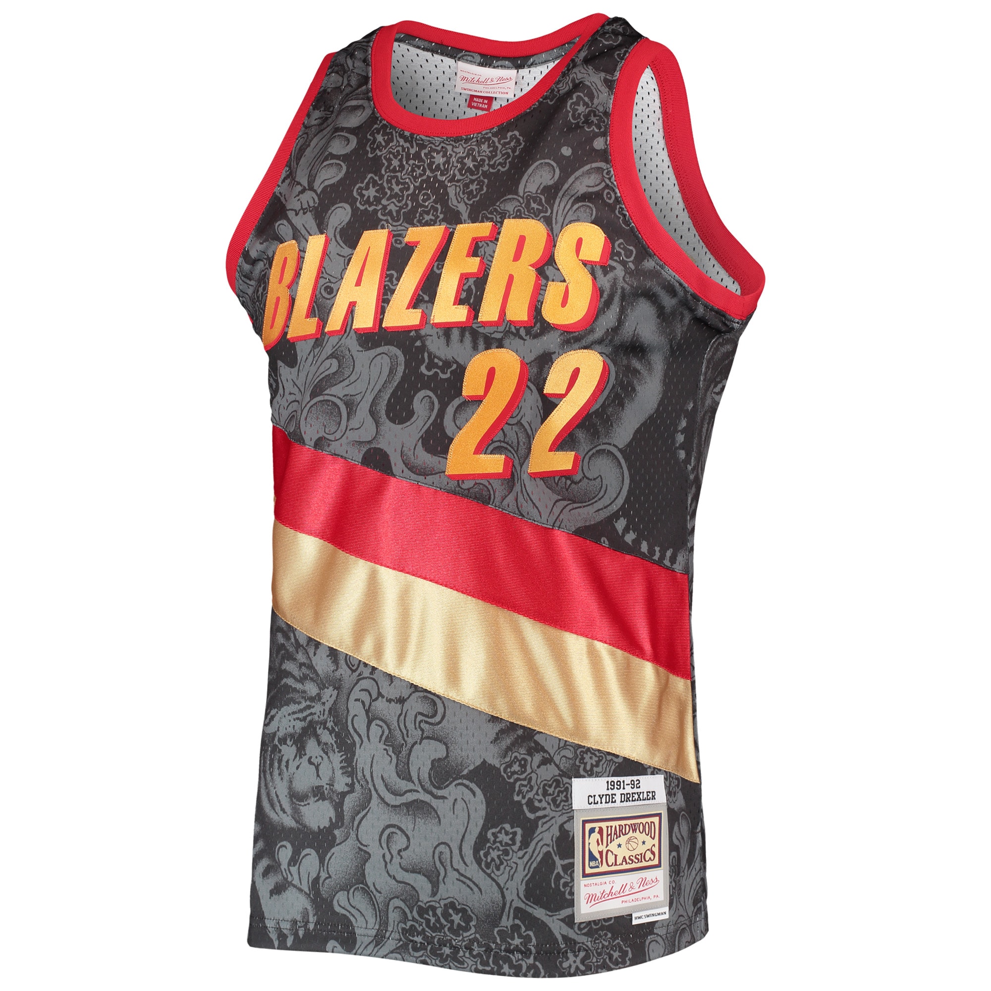 Mitchell Ness Clyde Drexler Black Portland Trail Blazers Hardwood Classics 1991/92 Lunar New Year Swingman NBA Jersey Men's