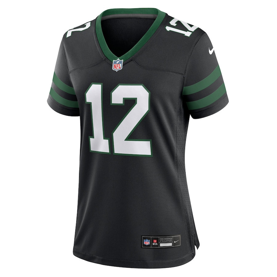 Joe Namath 12 New York Jets Alternate Game Women, Black NFL Jersey Women's