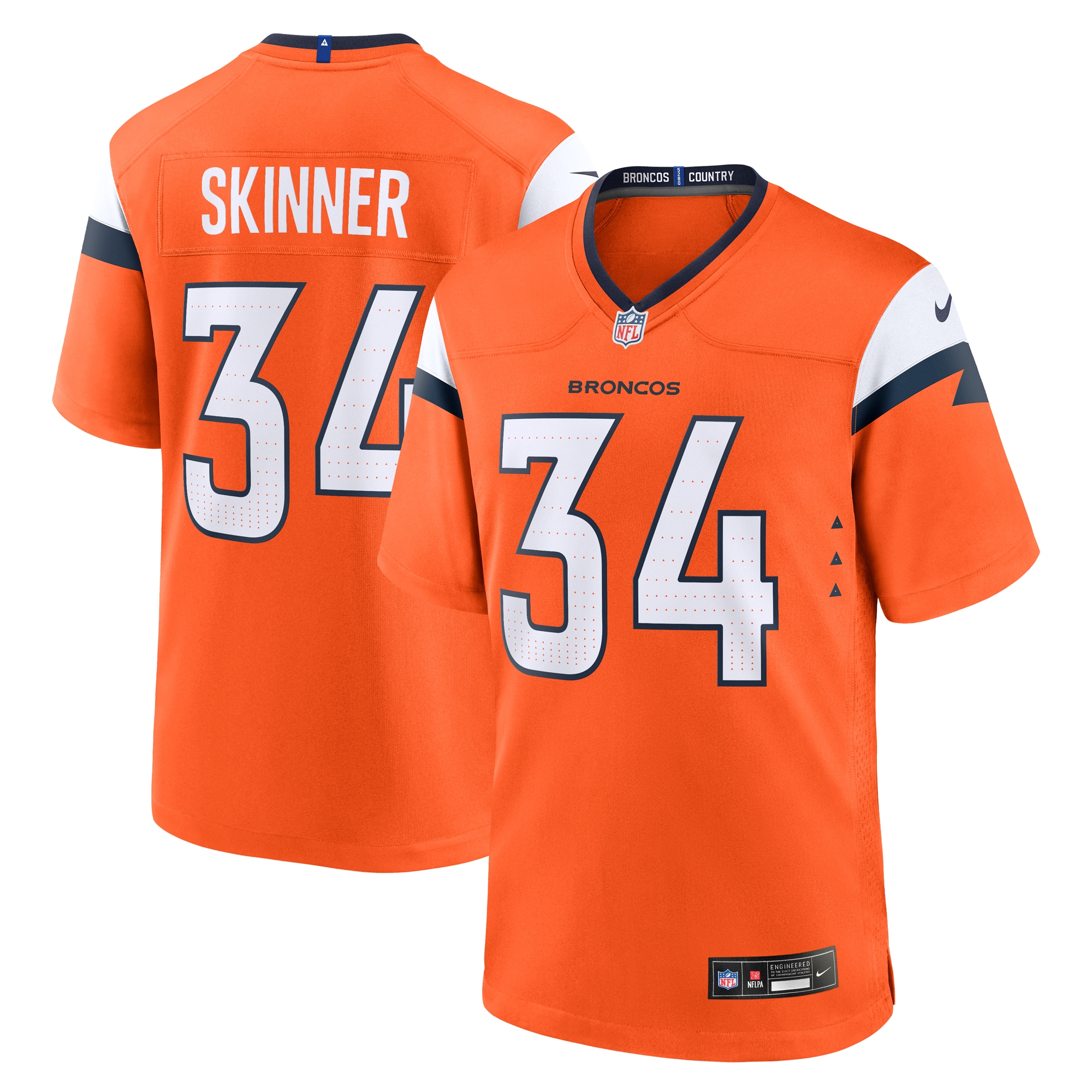 Denver Broncos JL Skinner Orange Team Game NFL Jersey Men's