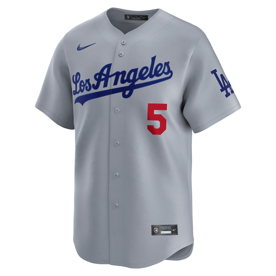 Freddie Freeman 5 Los Angeles Dodgers Away Limited Player Gray MLB Jersey Men's