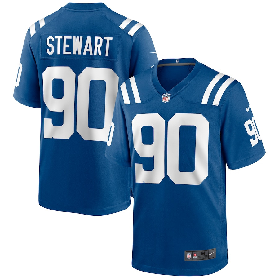 Grover Stewart 90 Indianapolis Colts Game Royal NFL Jersey Men's