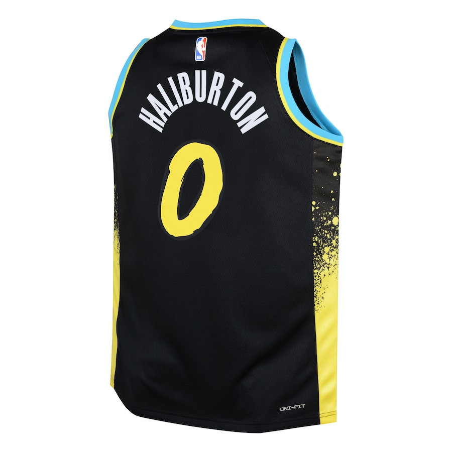 Tyrese Haliburton 0 Indiana Pacers 2023/24 City Edition Swingma Black NBA Jersey Youth