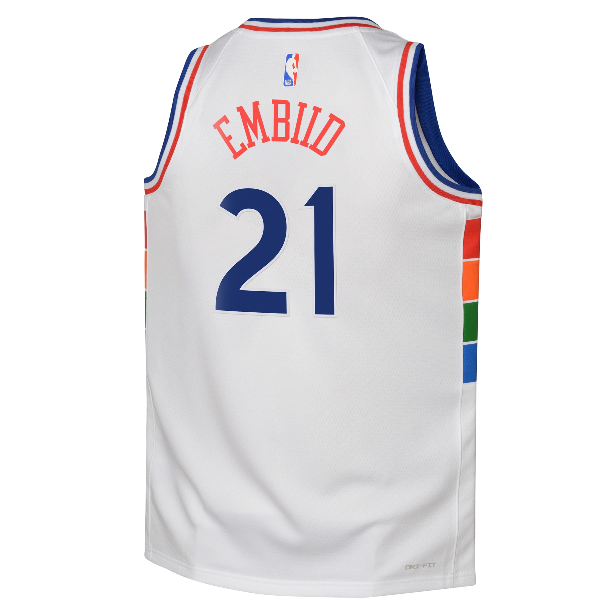 Camiseta City Edition Swingman de los Philadelphia 76ers 2024 Blanca Joel Embiid Juvenil NBA Jersey Men's
