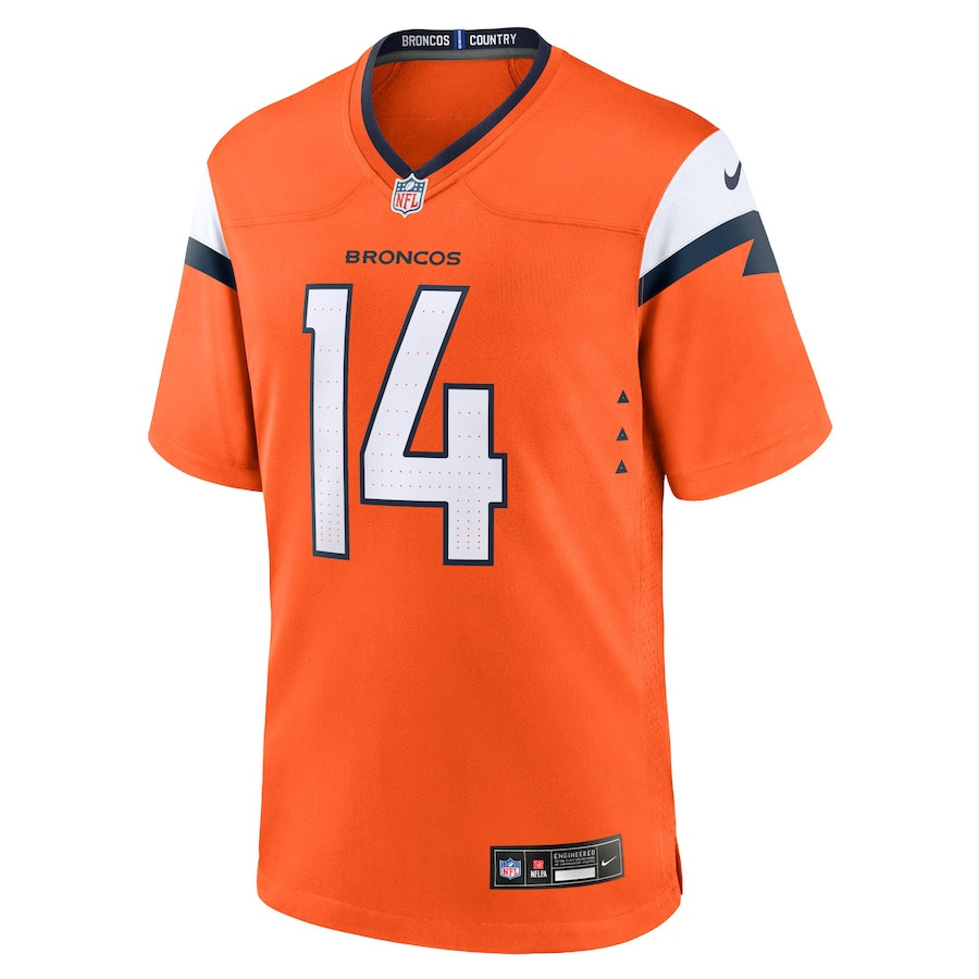 Courtland Sutton 14 Denver Broncos Game Orange NFL Jersey Men's