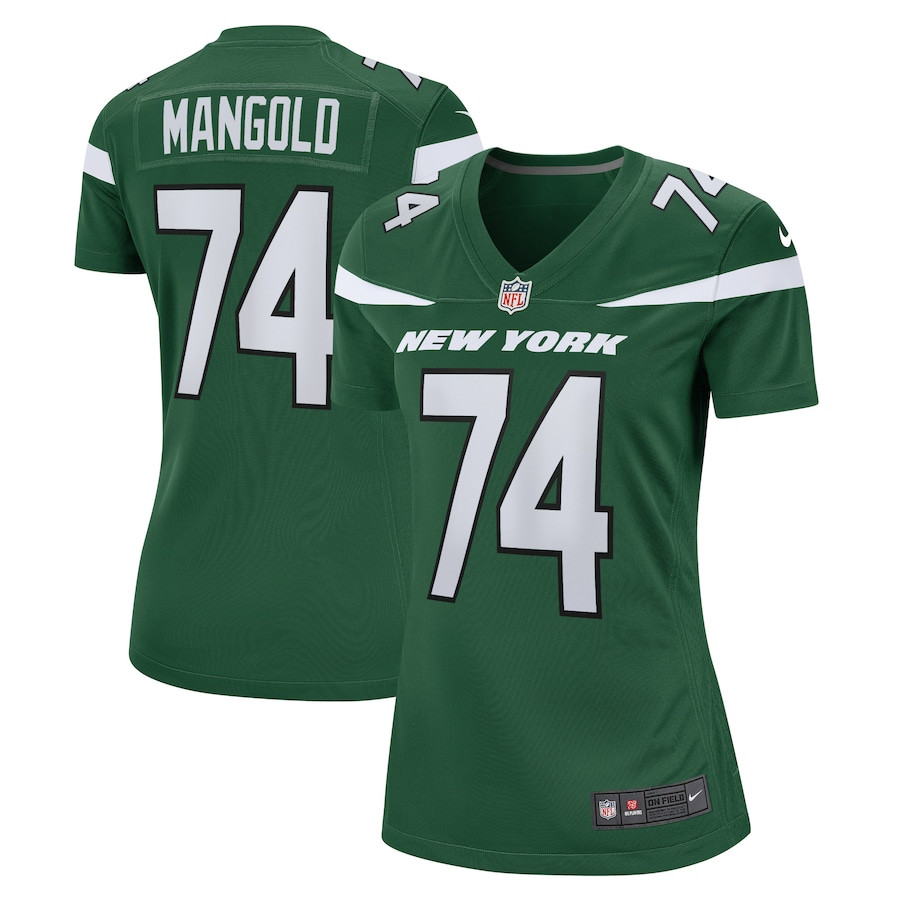 Nick Mangold 74 New York Jets Retired Gotham Green NFL Jersey Women's