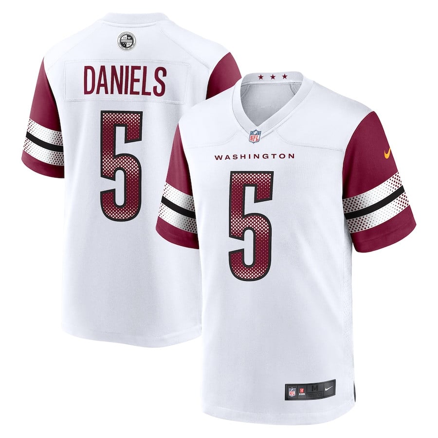 Jayden Daniels 5 Washington Commanders Player Game White NFL Jersey Men's