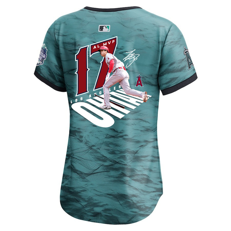 Shohei Ohtani 17 Los Angeles Angels Signed Number 2023 All Star Game Limited Player Teal MLB Jersey Women's