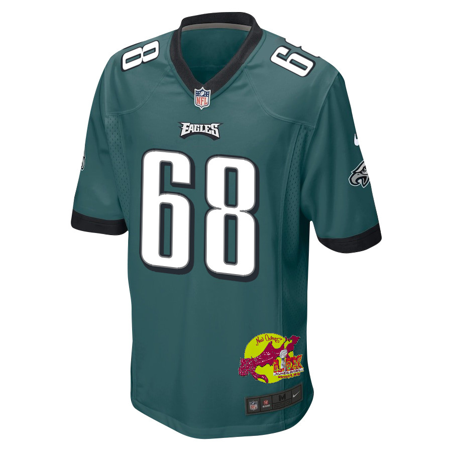 Jordan Mailata 68 Philadelphia Eagles Super Bowl LIX New Orleans Patch Game Midnight Green NFL Jersey Men's