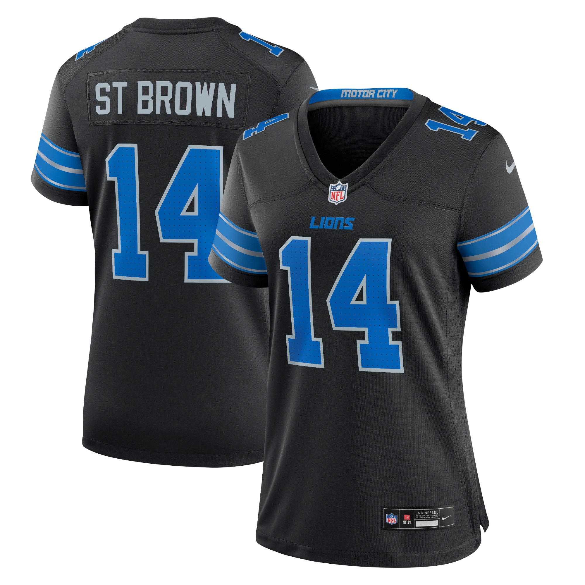 Detroit Lions Amon-Ra St. Brown Black 2nd Alternate Game NFL Jersey Women's