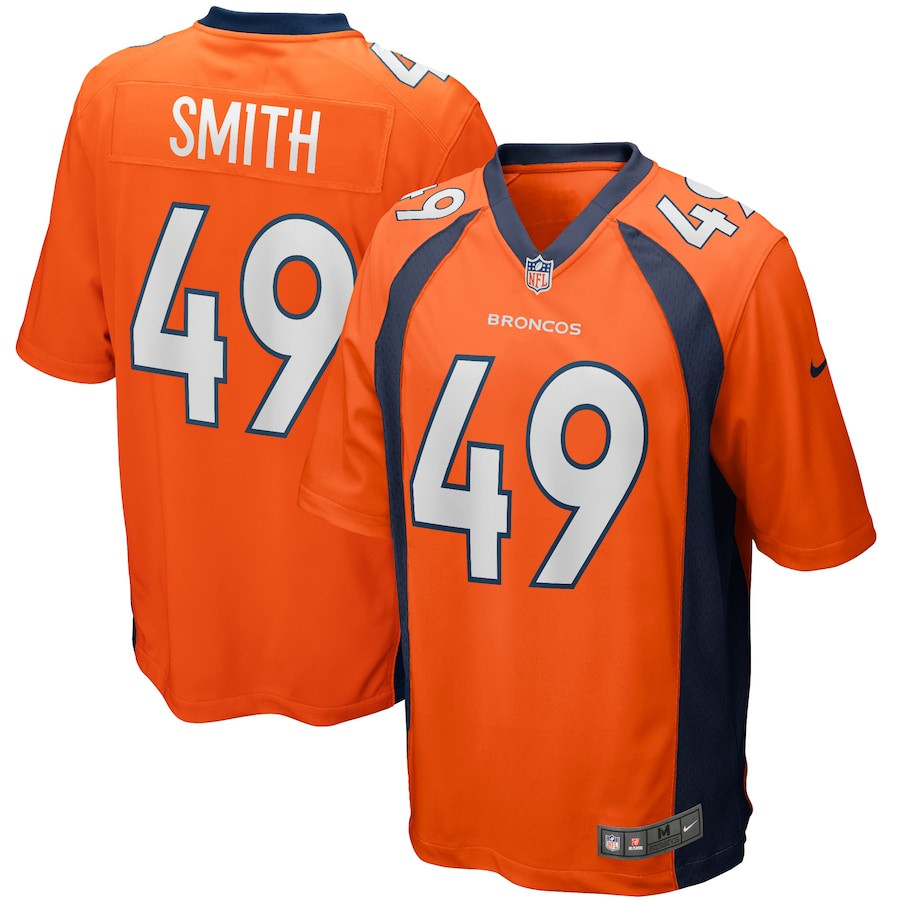 Dennis Smith 49 Denver Broncos Game Retired Orange NFL Jersey Men's