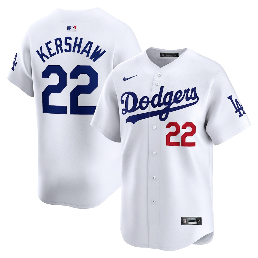Clayton Kershaw 22 Los Angeles Dodgers Home Limited Player White MLB Jersey Men's