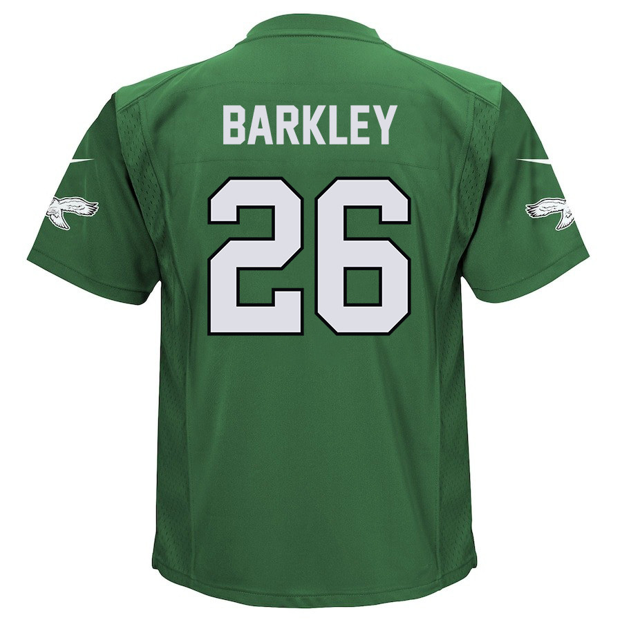 Saquon Barkley 26 Philadelphia Eagles Alternate Game Kelly Green NFL Jersey Youth