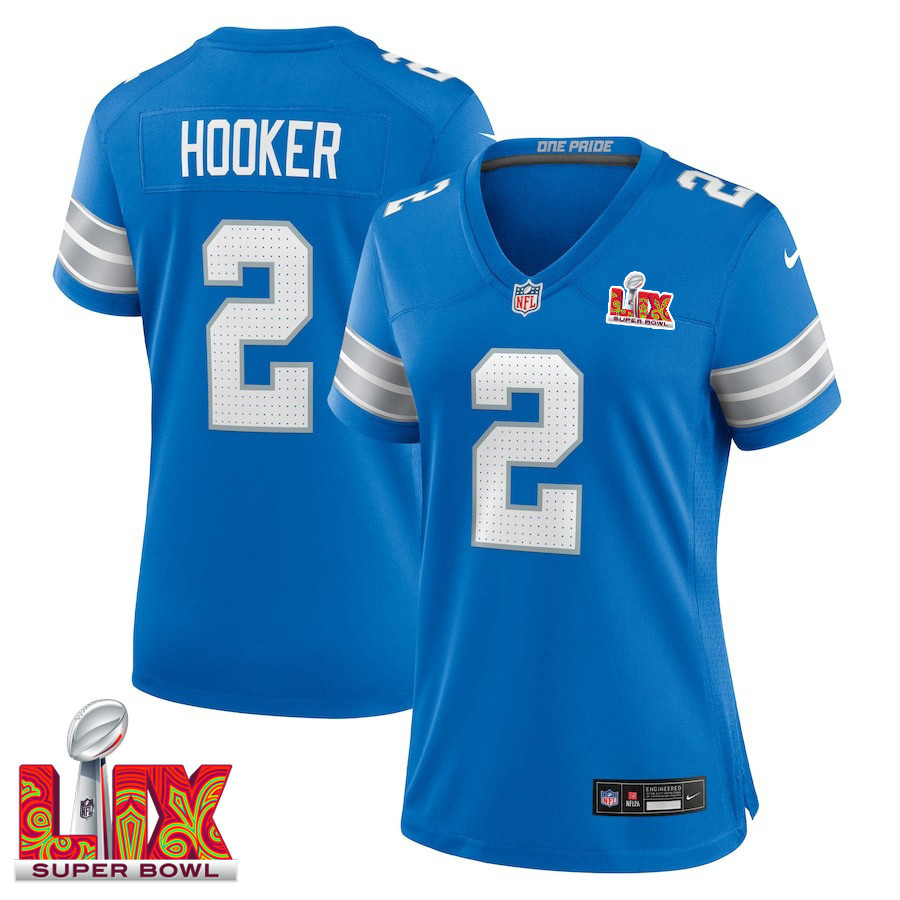Hendon Hooker #2 Detroit Lions Super Bowl LIX Blue NFL Jersey Women's
