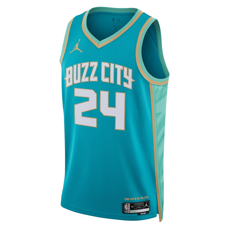 Brandon Miller 24 Charlotte Hornets 2023/24 City Edition Swingman Teal NBA Jersey Men's