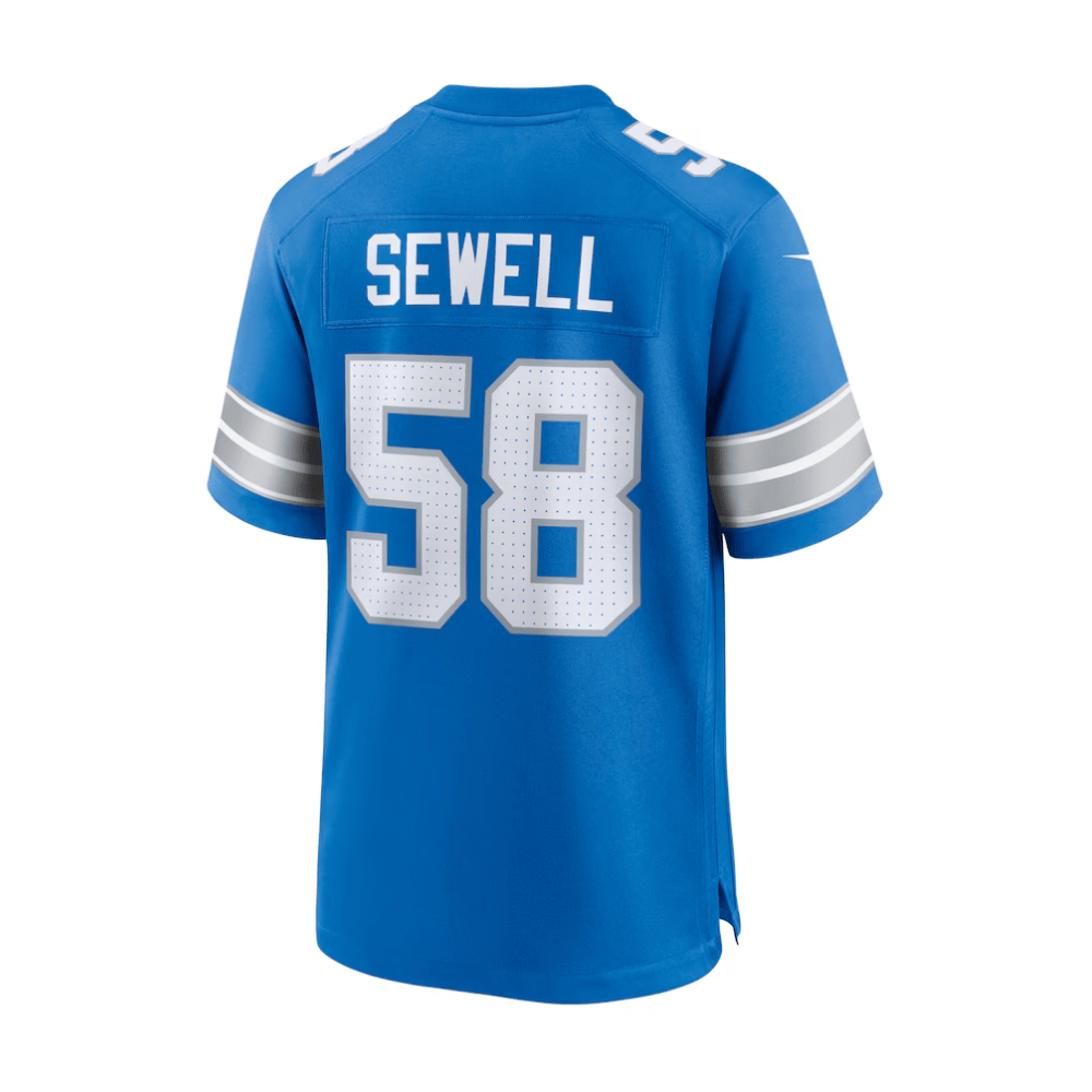 Penei Sewell 58 Detroit Lions 2025 Pro Bowl Patch Game Blue NFL Jersey Men's