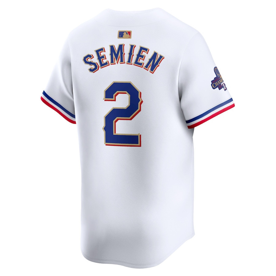 Marcus Semien 2 Texas Rangers 2024 Gold Collection Limited White MLB Jersey Men's