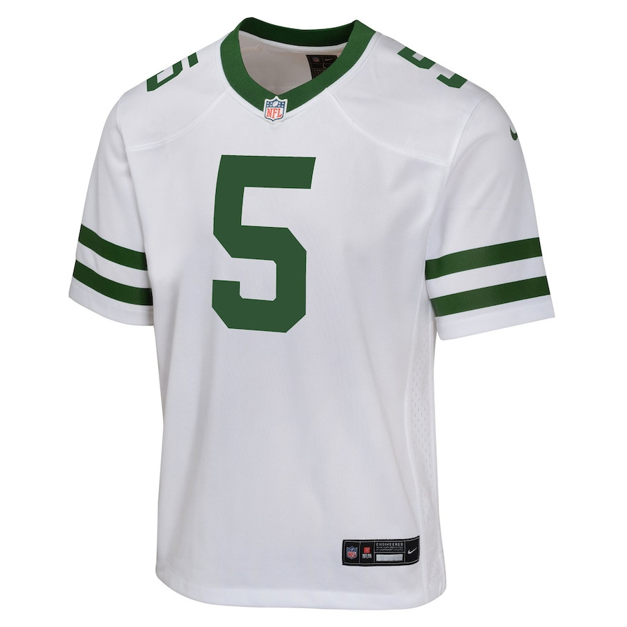Garrett Wilson 5 New York Jets Game Legacy White NFL Jersey Youth