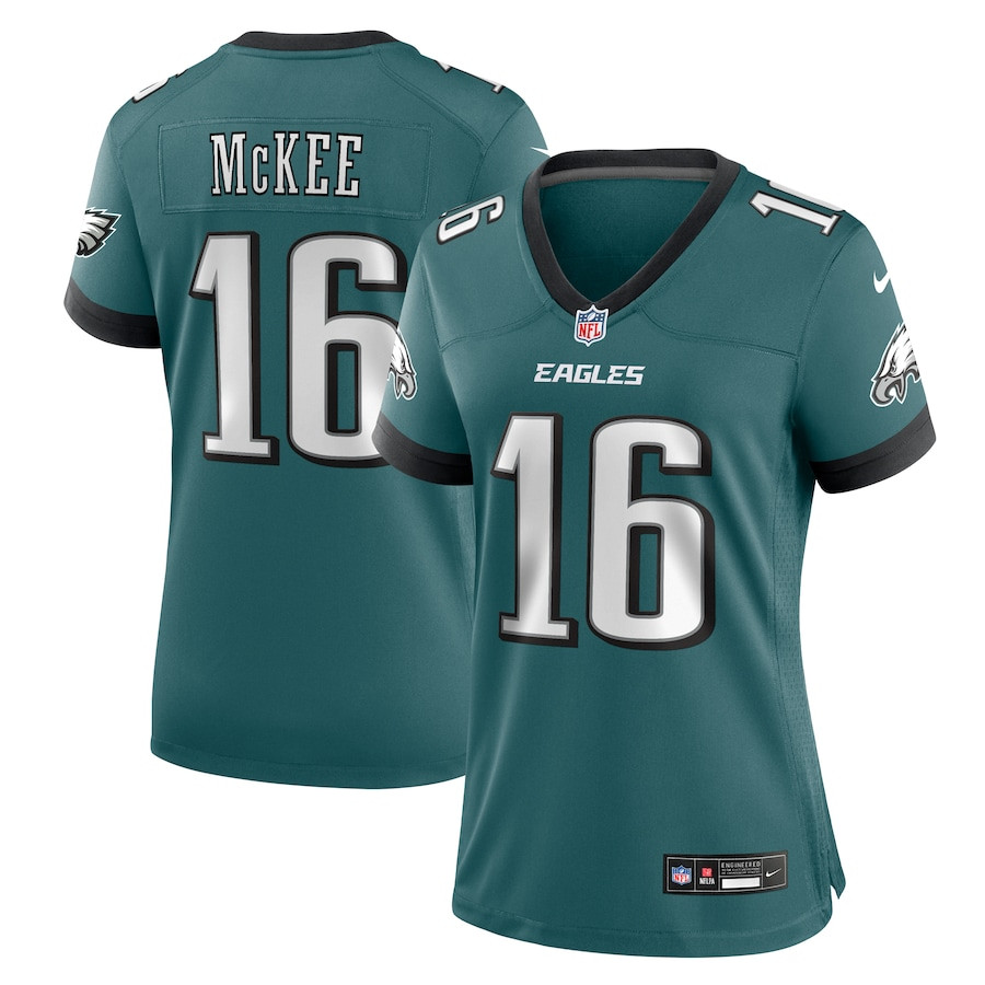 Tanner McKee 16 Philadelphia Eagles Team Game Midnight Green NFL Jersey Women's