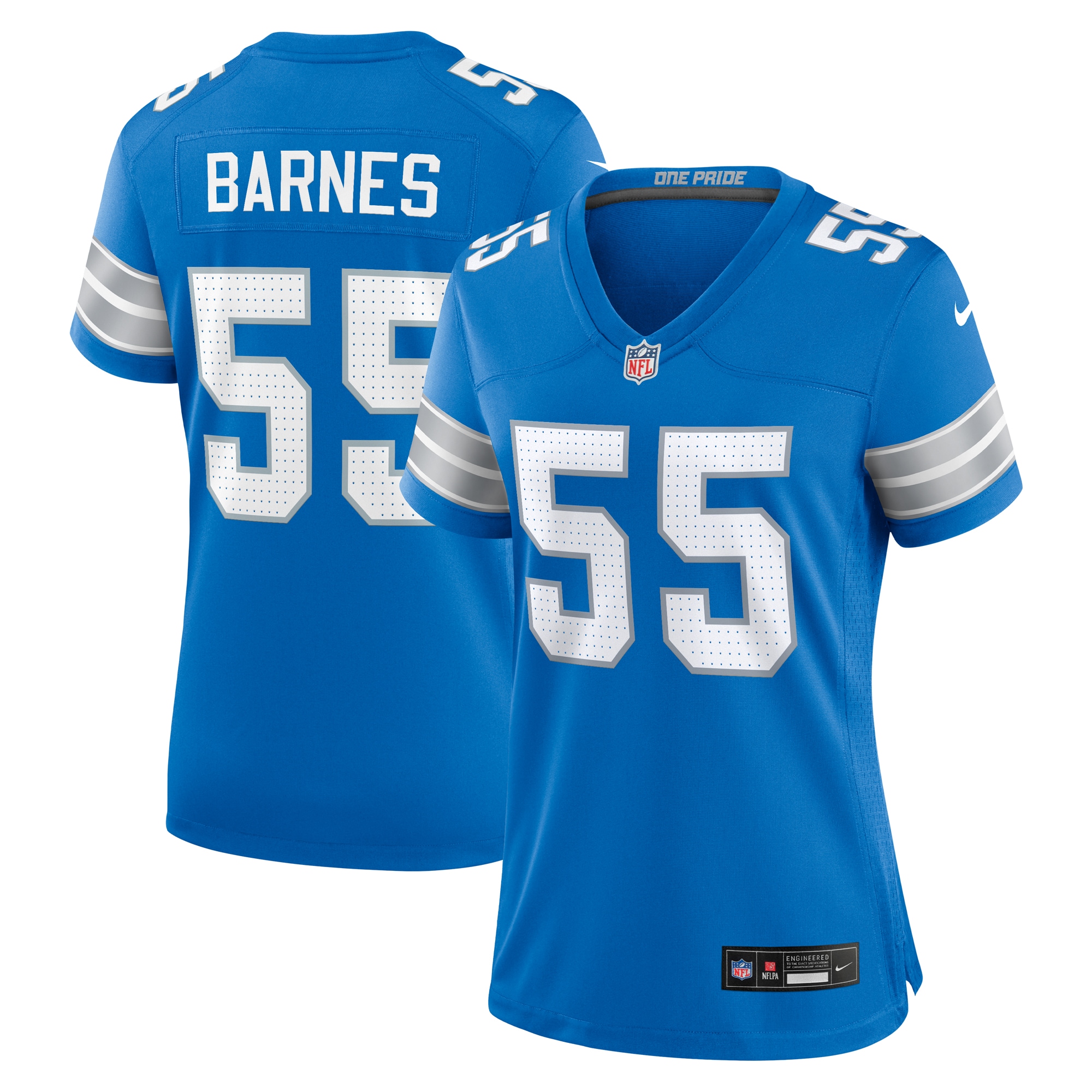 Detroit Lions Derrick Barnes Blue Team Game NFL Jersey Women's