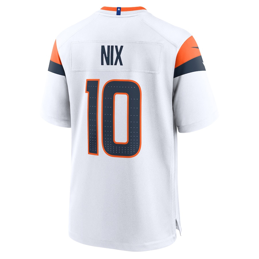 Bo Nix 10 Denver Broncos Game White NFL Jersey Men's