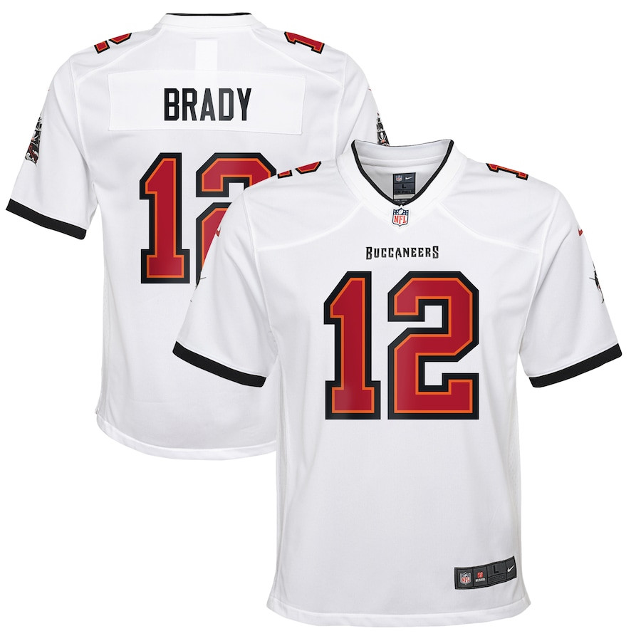 Tom Brady 12 Tampa Bay Buccaneers Game White NFL Jersey Youth