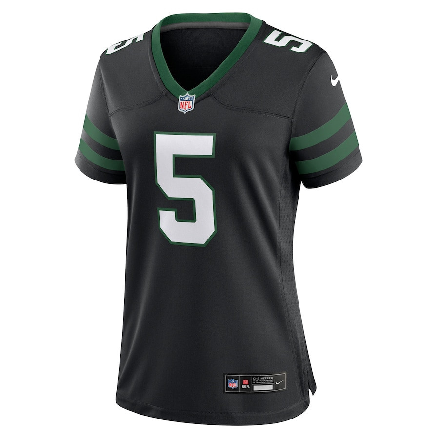 Garrett Wilson 5 New York Jets Alternate Game Women, Black NFL Jersey Women's