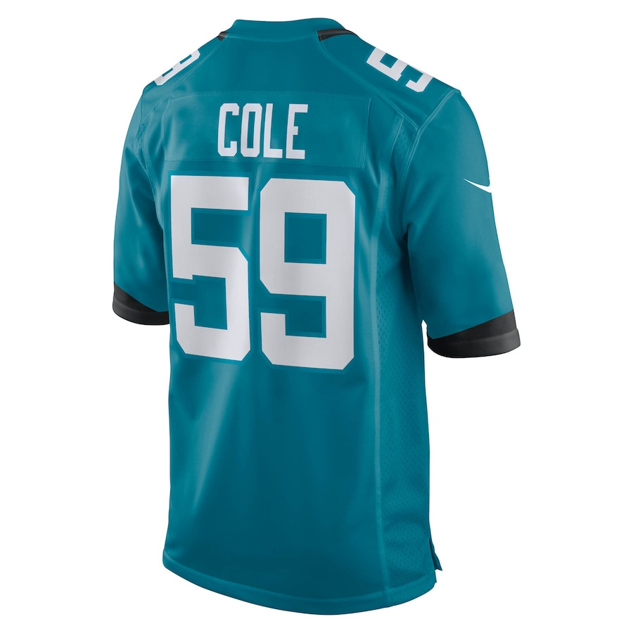 Myles Cole 59 Jacksonville Jaguars Team Game Teal NFL Jersey Men's