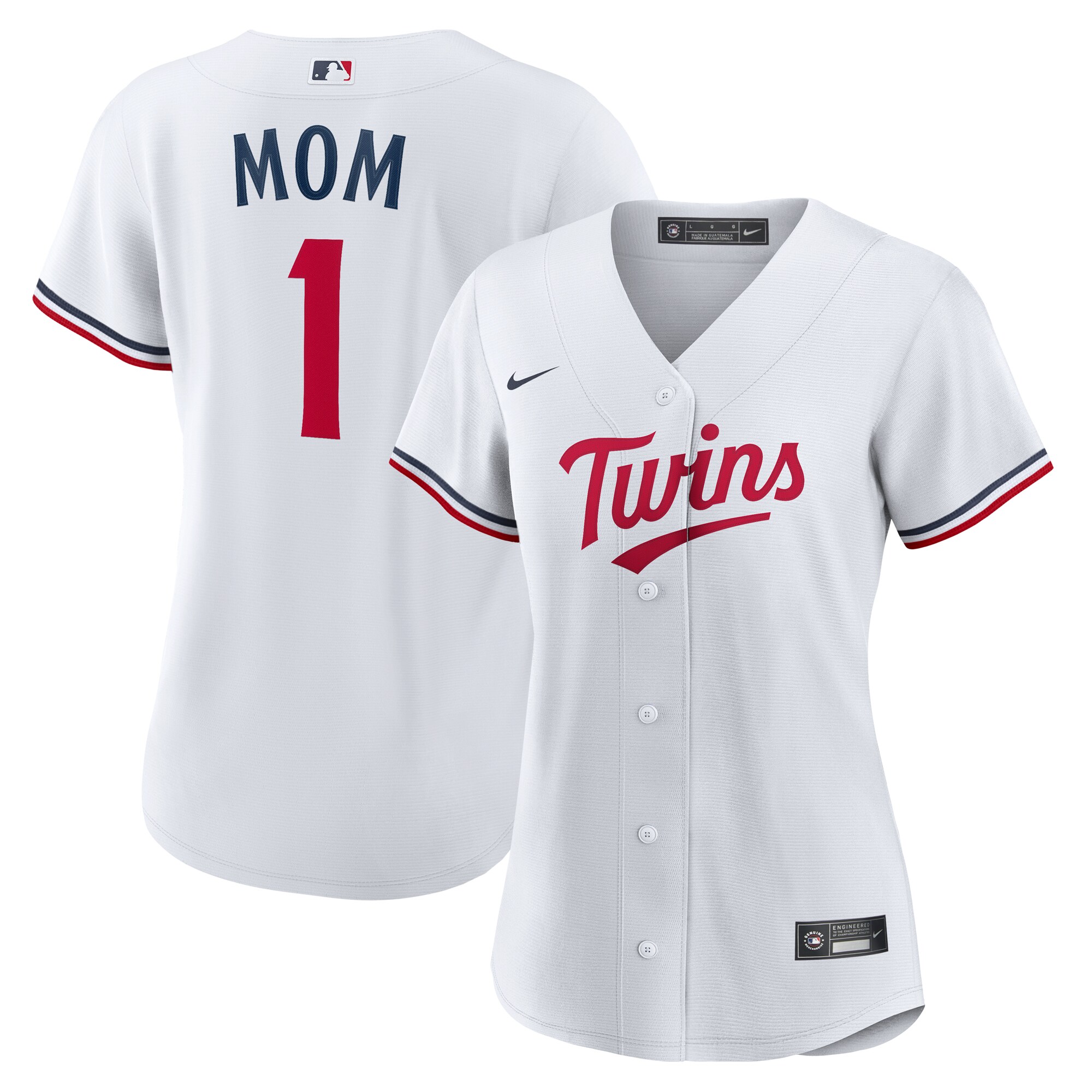 Minnesota Twins White #1 Mom Home MLB Jersey Women's