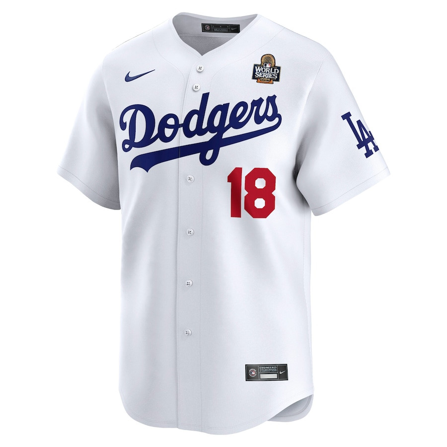 Yoshinobu Yamamoto 18 Los Angeles Dodgers 2024 World Series Home Limited Player White MLB Jersey Men's