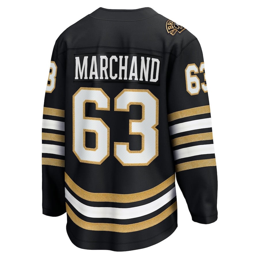 Brad Marchand 63 Boston Bruins 100th Anniversary Breakaway Black NHL Jersey Men's