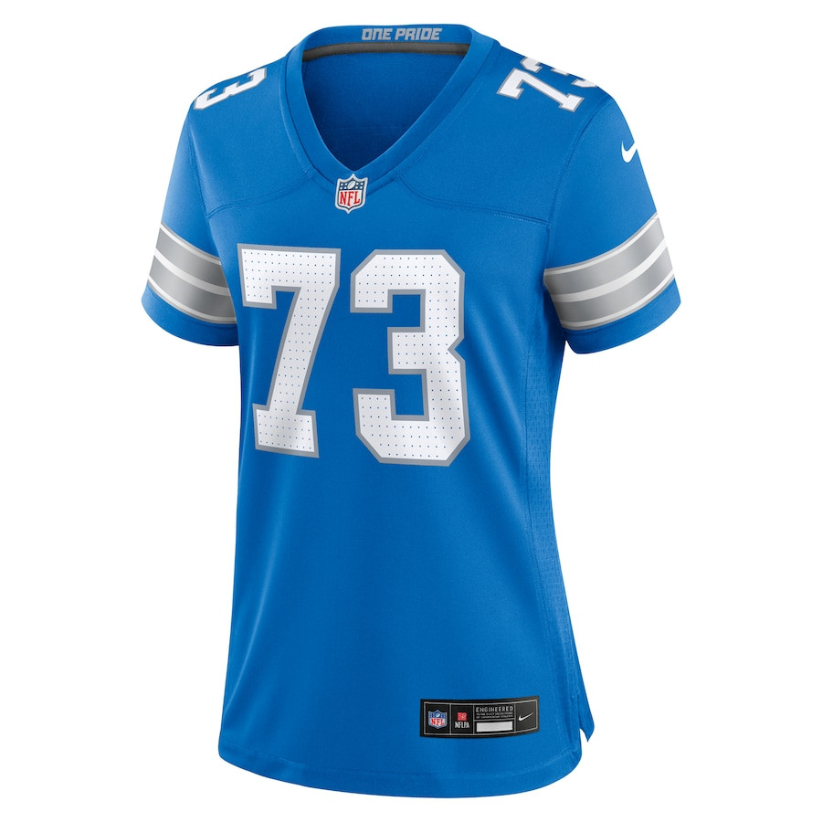 Christian Mahogany 73 Detroit Lions Team Game Blue NFL Jersey Women's