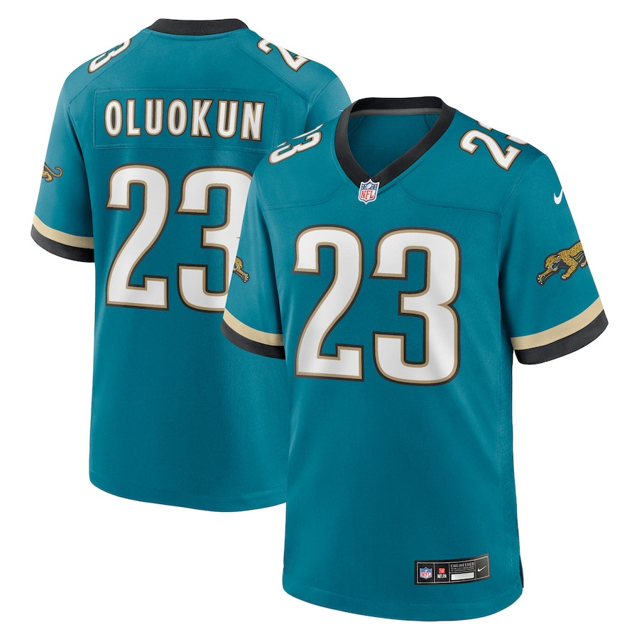 Foye Oluokun 23 Jacksonville Jaguars Prowler Throwback Player Game Teal NFL Jersey Men's