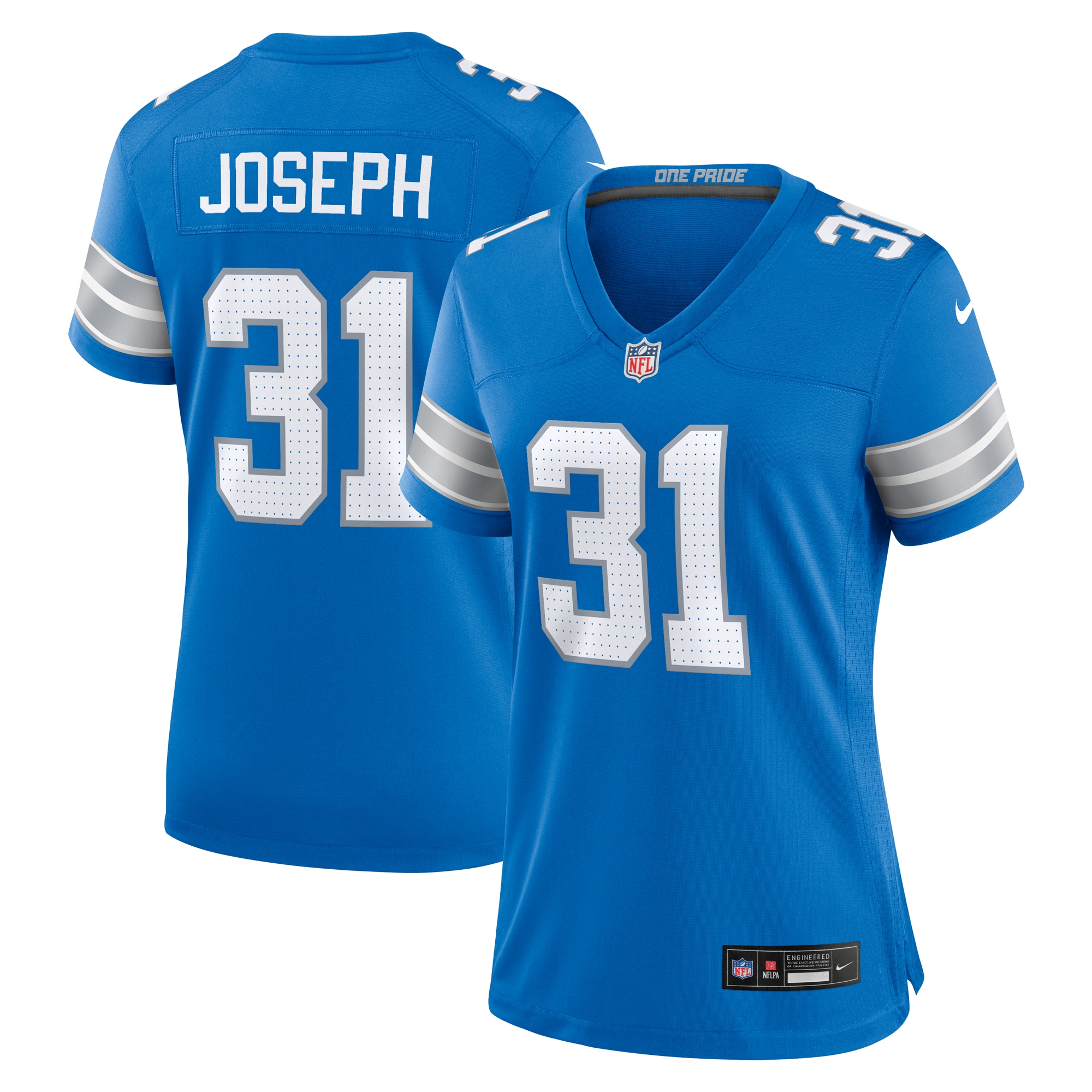 Detroit Lions Kerby Joseph Blue Team Game NFL Jersey Women's