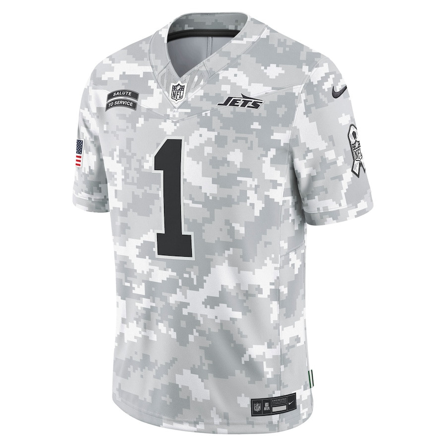 Sauce Gardner 1 New York Jets 2024 Salute to Service Limited Arctic Camo NFL Jersey Men's