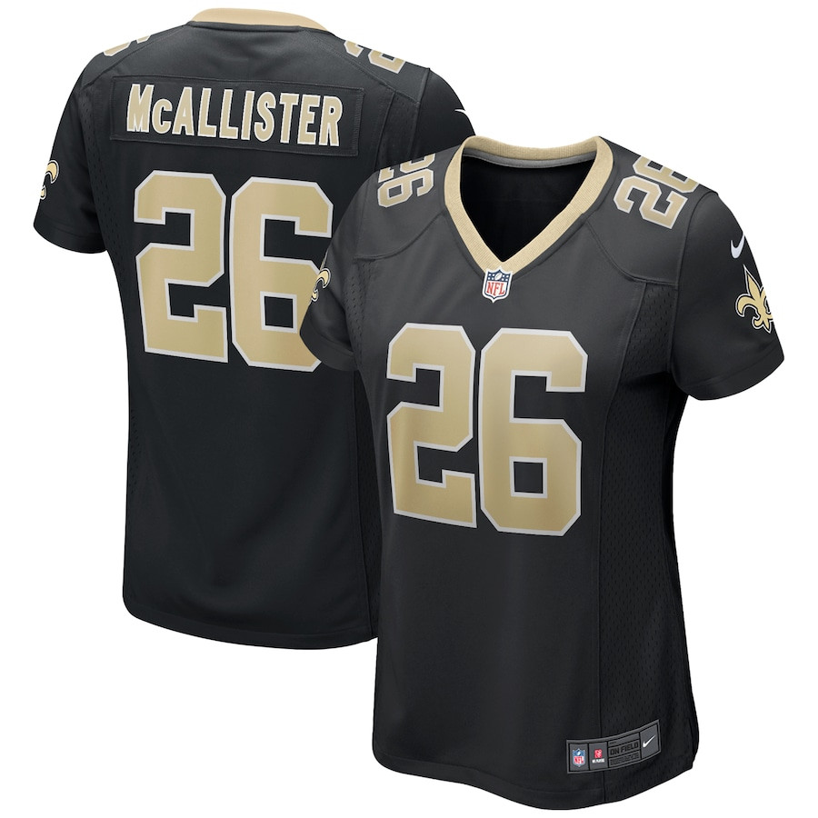Deuce McAllister 26 New Orleans Saints Game Retired Black NFL Jersey Women's
