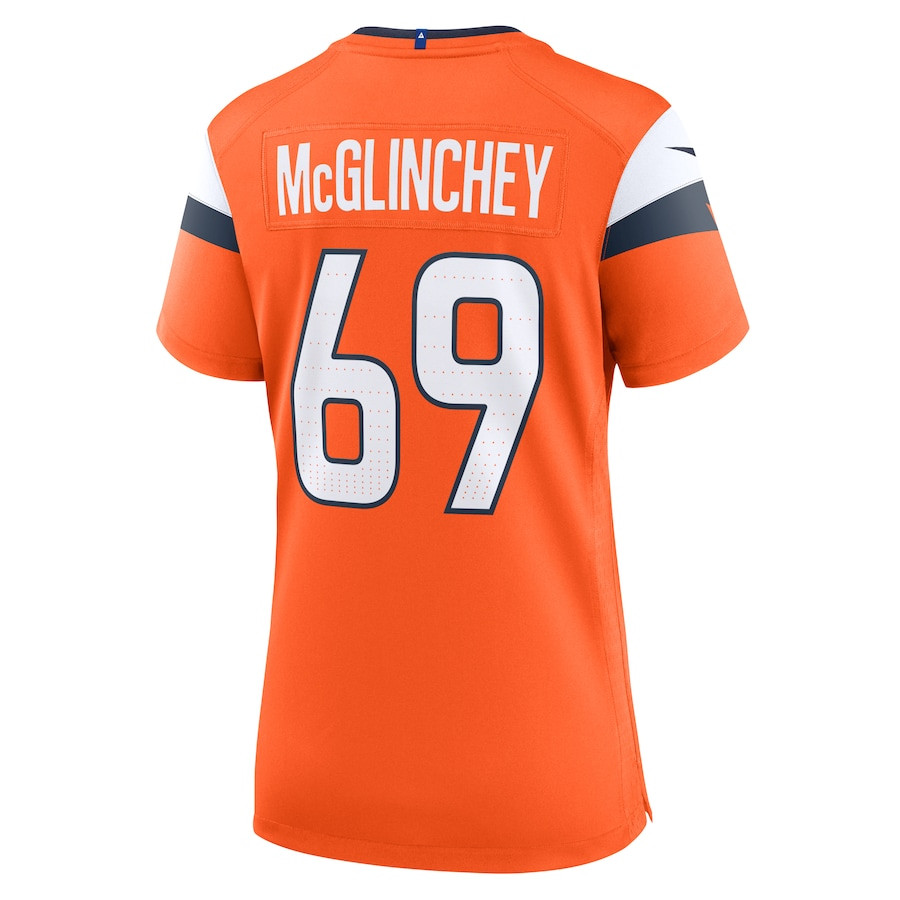 Mike McGlinchey 69 Denver Broncos Team Game Orange NFL Jersey Women's