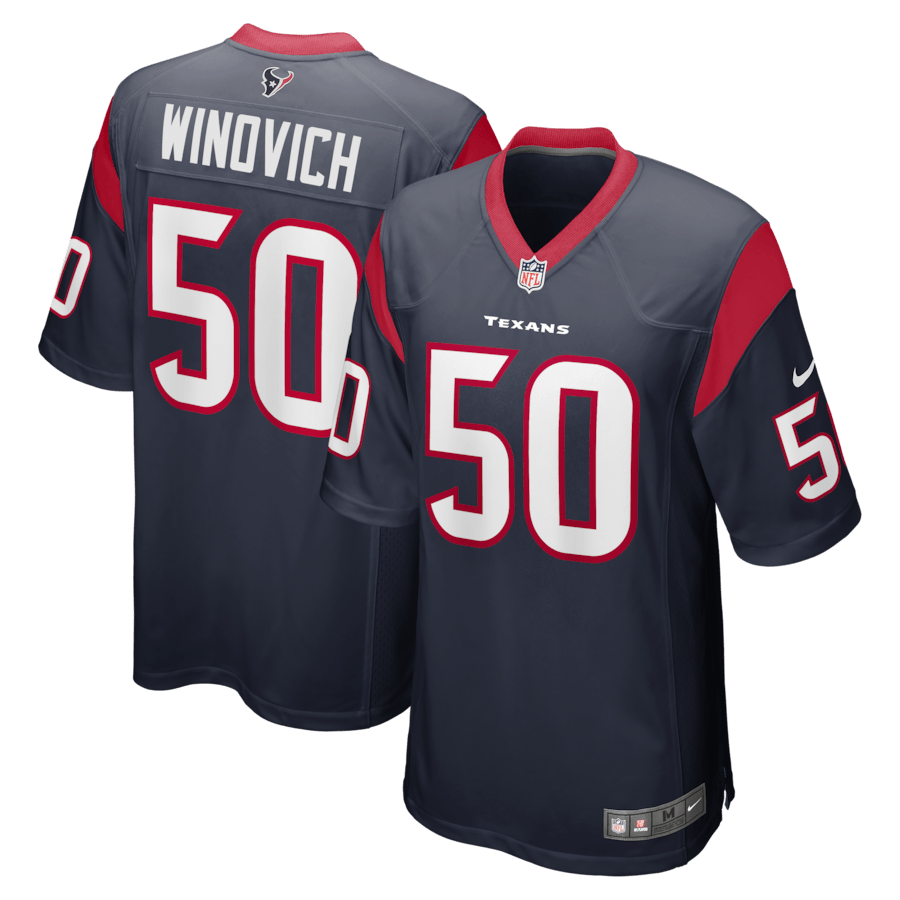 Chase Winovich 50 Houston Texans Game Navy NFL Jersey Men's