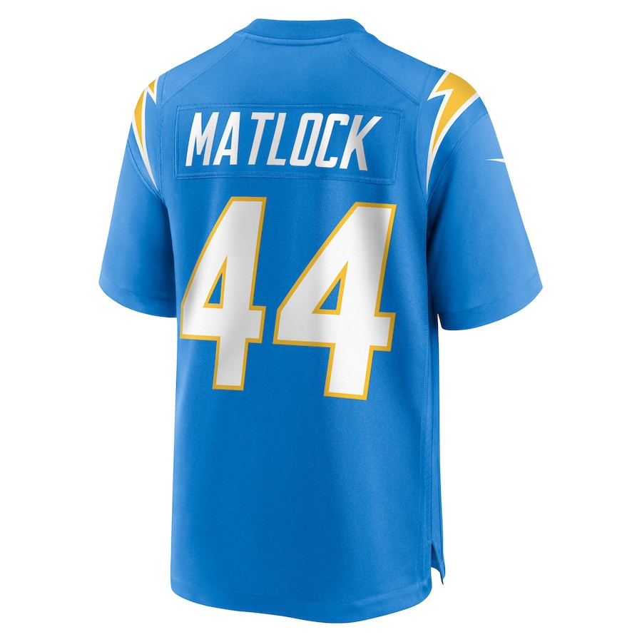 Scott Matlock 44 Los Angeles Chargers Team Game Powder Blue NFL Jersey Men's