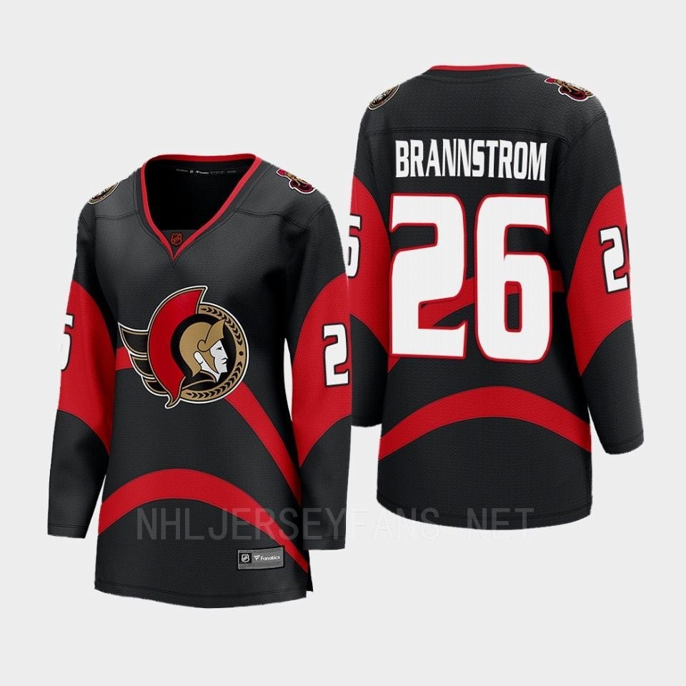 Erik Brannstrom 26 Ottawa Senators 2022 Special Edition 2.0 Breakaway Retro Black NHL Jersey Women's