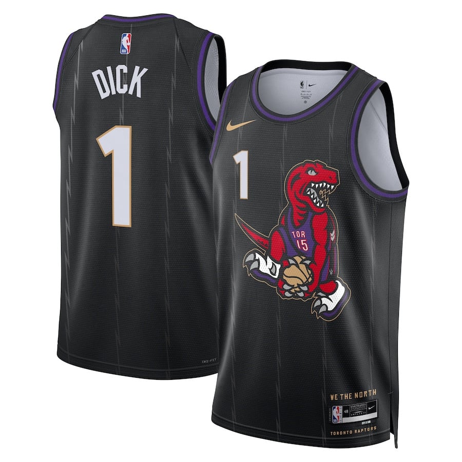 Grady Dick 1 Toronto Raptors Unisex 2024/25 Swingman Player City Edition Black NBA Jersey Unisex