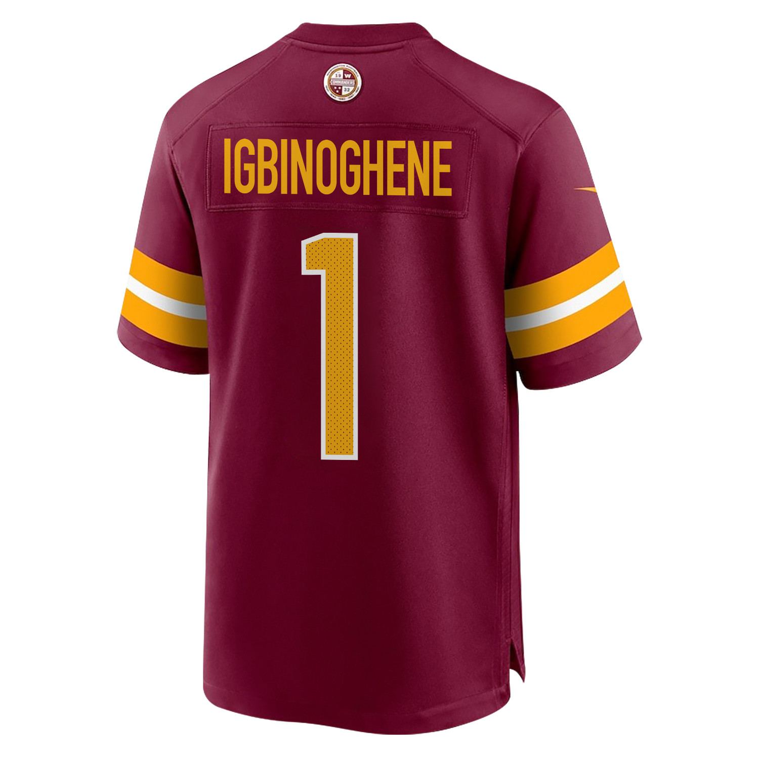 Noah Igbinoghene 1 Washington Commanders Super Bowl LIX Champions Patch New Orleans A Symphony of Sport' EMBROIDERED Game Burgundy NFL Jersey Men's