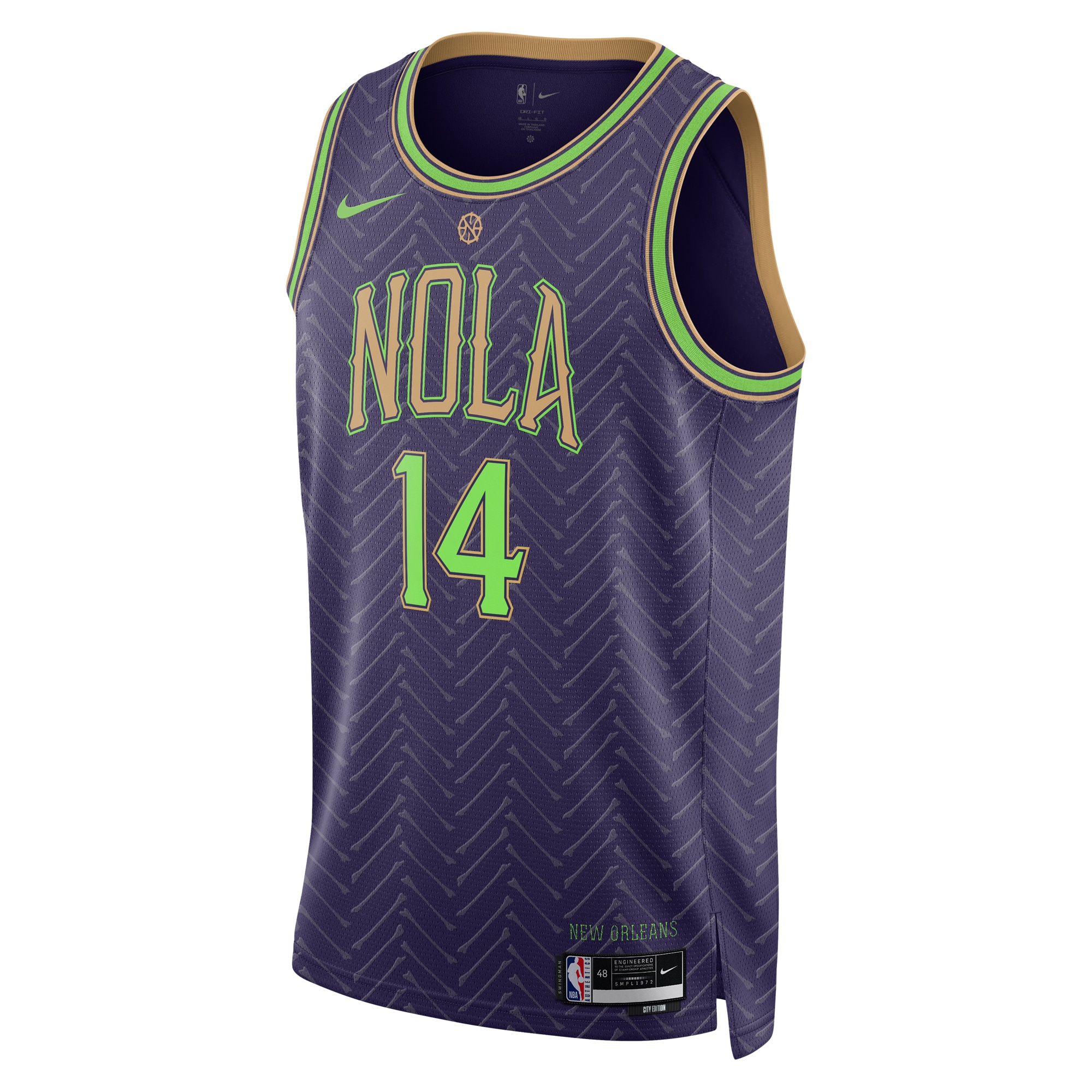 Camiseta City Edition Swingman de los New Orleans Pelicans 2024 Purpura Brandon Ingra Unisex NBA Jersey Unisex
