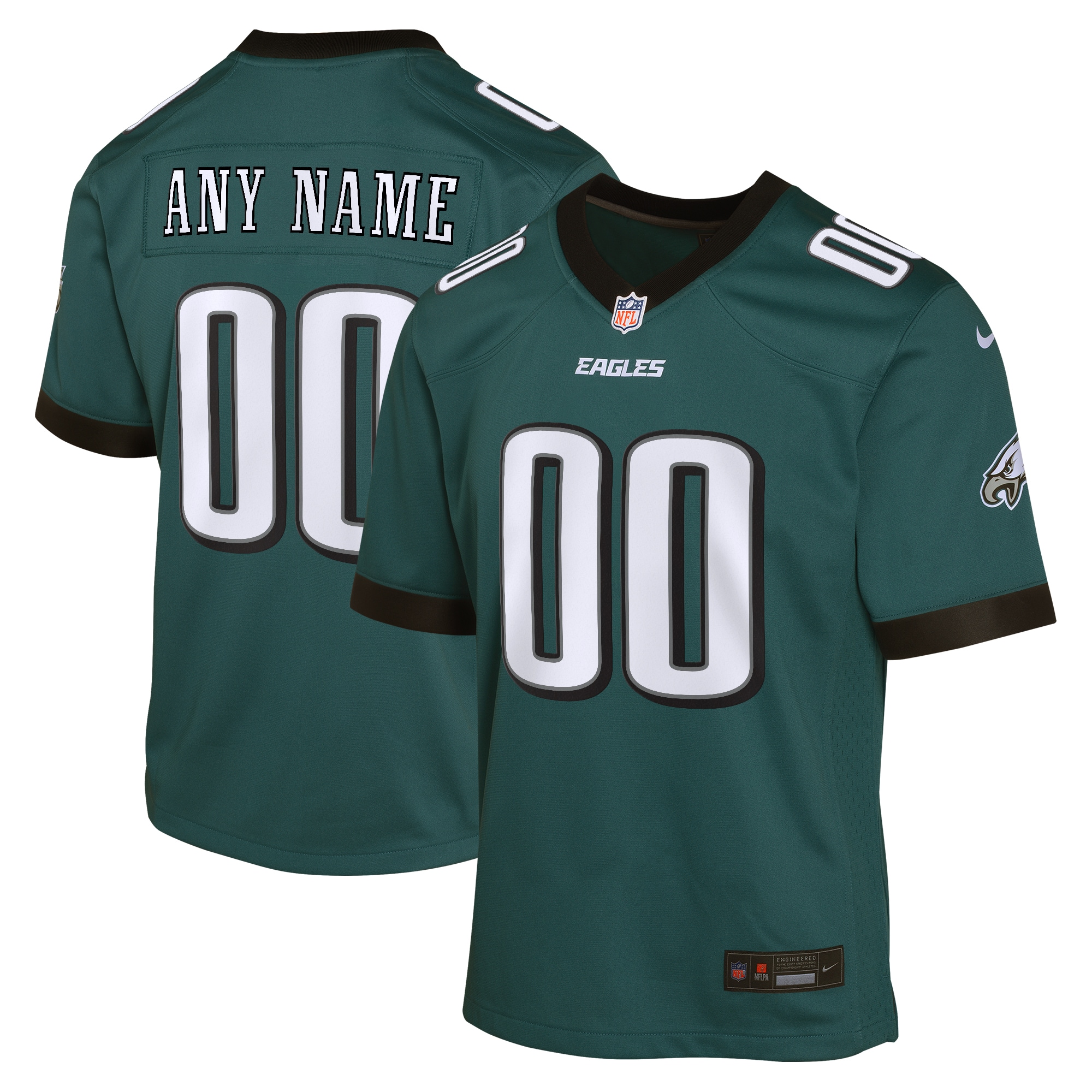Philadelphia Eagles Midnight Green Custom Game NFL Jersey Youth