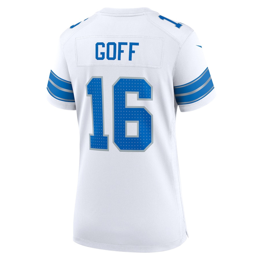 Jared Goff 16 Detroit Lions Game White NFL Jersey Women's