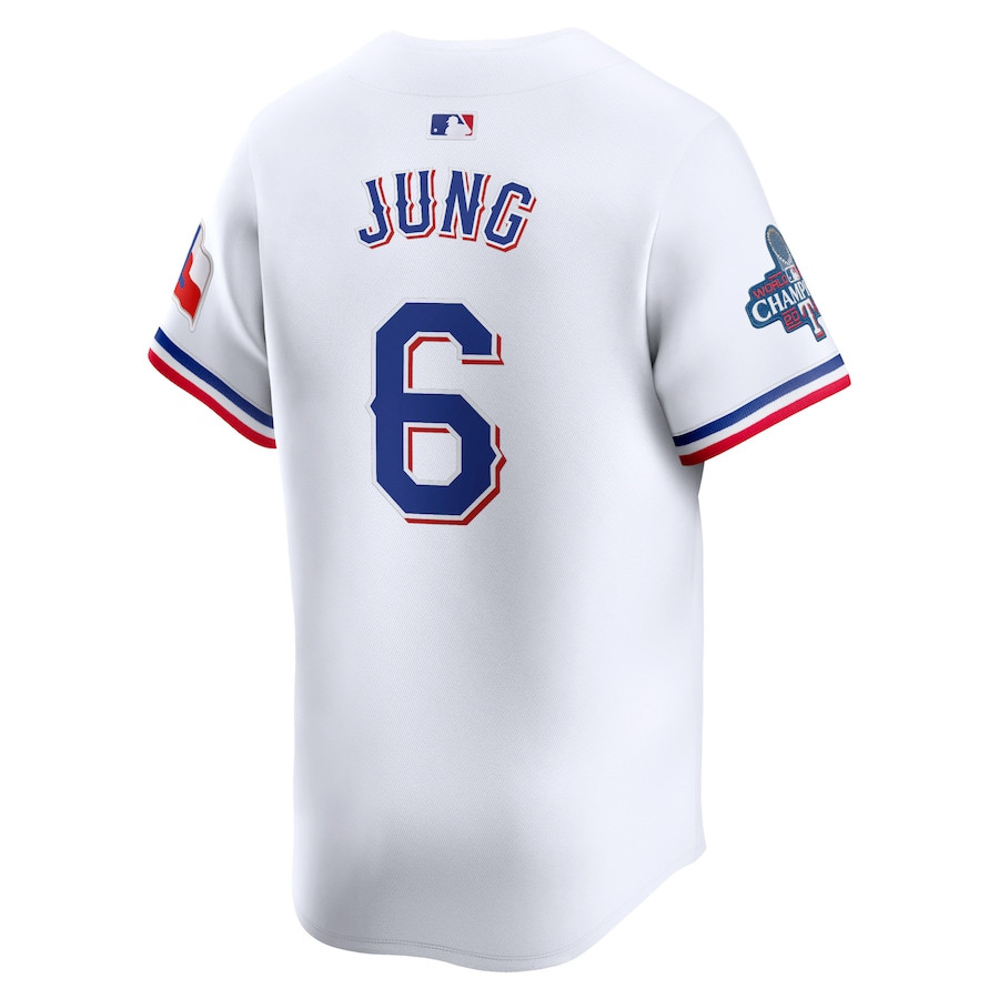 Josh Jung 6 Texas Rangers Home 2023 World Series Champions Limited White MLB Jersey Men's
