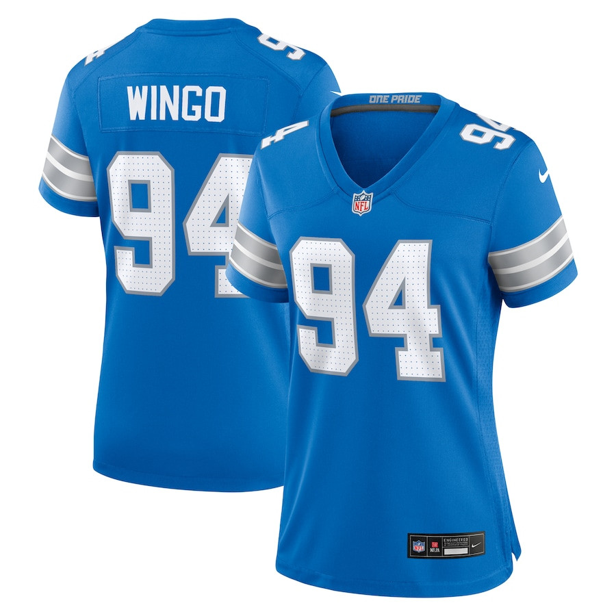 Mekhi Wingo 94 Detroit Lions Team Game Blue NFL Jersey Women's